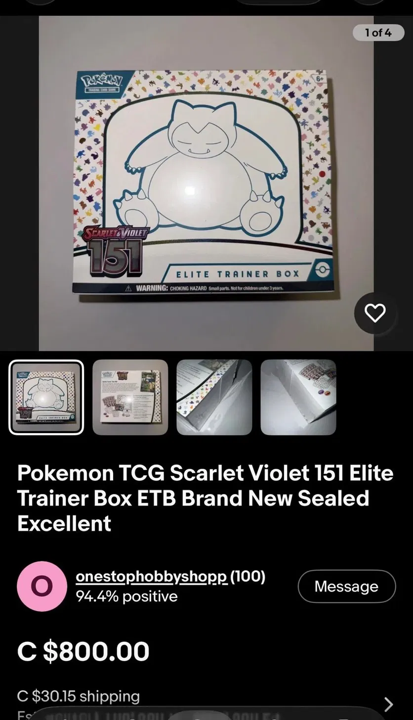 Relisted 151 ETB at C$800 OBO by onestophobbyshopp