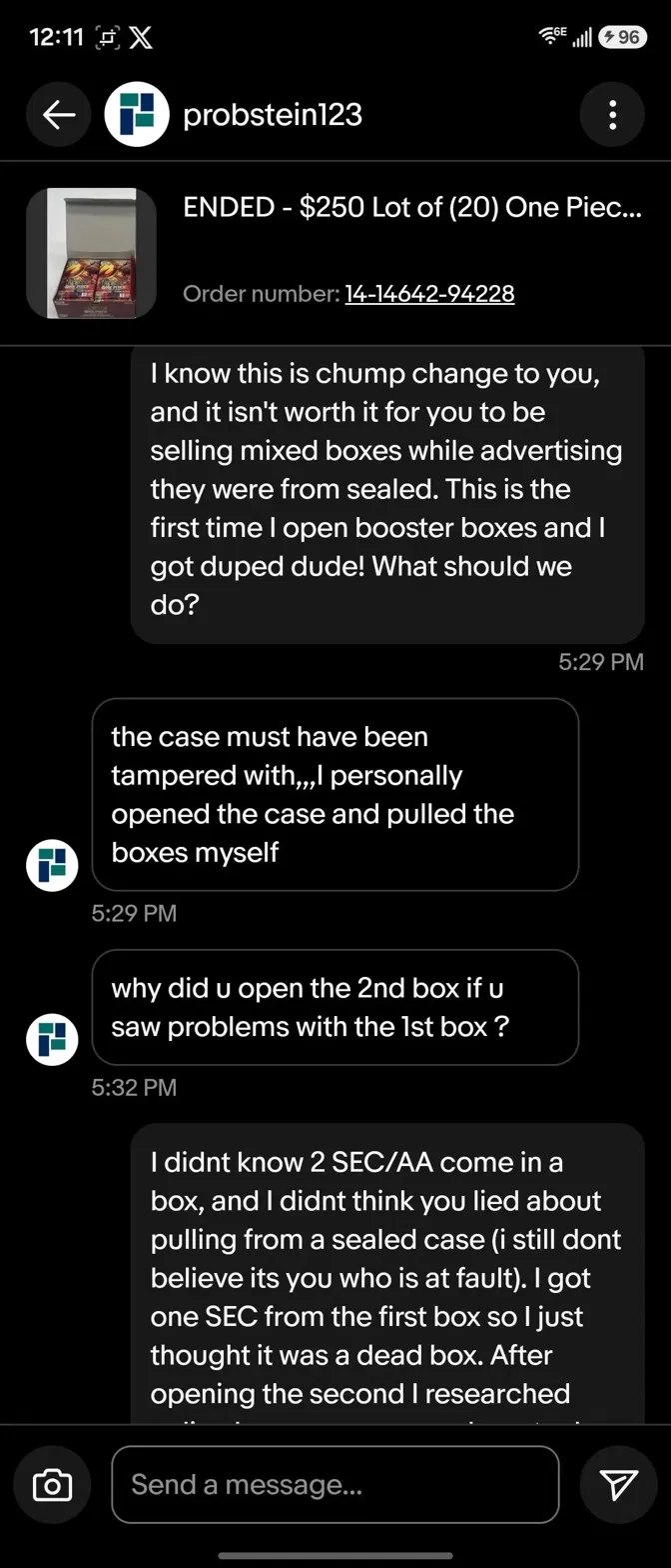 Seller questioning why buyer opened the second box