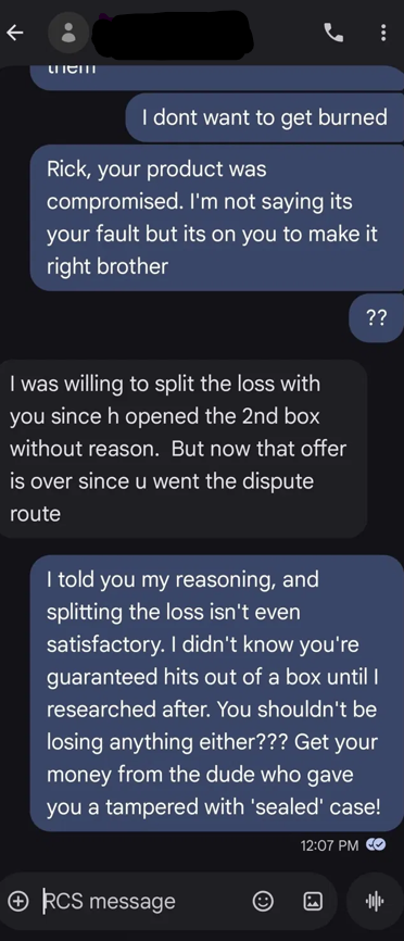 Seller withdrawing split offer after dispute was filed